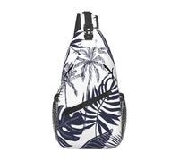 BYwenhopnbs Bolso bandolera hawaiano con silueta de hojas de palmeras tropicales para hombre, pequeño, para viajes o como mochila de hombro.
