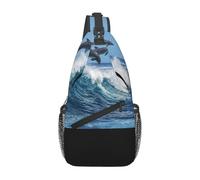 BYwenhopnbs Bolso bandolera pequeño con estampado de delfín nariz de botella para hombre, ideal para viajes y como mochila de hombro.