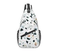 BYwenhopnbs Bolso bandolera pequeño de viaje con diseño de mármol terrazo en tonos pastel para hombre.