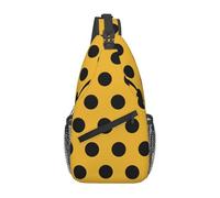 BYwenhopnbs Bolso bandolera pequeño para hombre con estampado de lunares negros sobre fondo amarillo. Mochila pequeña de viaje.