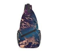 BYwenhopnbs Bolso bandolera pequeño para hombre Marble Luxe Decor color morado oscuro y verde azulado con detalles dorados. Mochila pequeña de viaje.