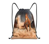 BYwenhopnbs Bolso con cordón estampado de caballos marrones al galope en el desierto, mochila ligera para gimnasio para hombres y mujeres.