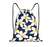 BYwenhopnbs Bolso de mano ligero con cordón, estampado de flores tropicales blancas de frangipani y plumeria, ideal para gimnasio, para hombres y mujeres.