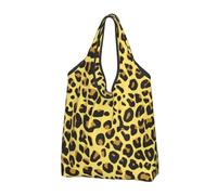 BYwenhopnbs Bolso de mano plegable con estampado de leopardo amarillo guepardo, impermeable y reutilizable, ideal para compras y viajes.