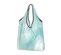 BYwenhopnbs Bolso de mano plegable de mármol verde menta pastel, impermeable y reutilizable para compras y viajes.