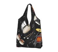 BYwenhopnbs Bolso de mano plegable Jazz Collection Black Drum, impermeable y reutilizable para compras y viajes.