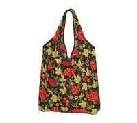 BYwenhopnbs Bolso de mano plegable tradicional ruso Khokhloma, impermeable y reutilizable para compras y viajes.