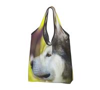 BYwenhopnbs Bolso plegable con diseño de Alaskan Malamute Bokeh, ideal para mascotas y perros. Bolsa de compras plegable, impermeable y reutilizable para viajes.