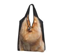 BYwenhopnbs Bolso plegable con diseño de cachorro de perro Pomerania, impermeable y reutilizable, ideal para compras y viajes.