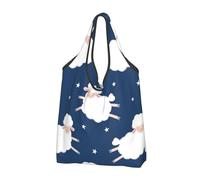 BYwenhopnbs Bolso plegable con estampado de ovejas en un cielo estrellado, impermeable y reutilizable, ideal para ir de compras o de viaje.