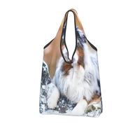 BYwenhopnbs Bolso plegable con estampado de pastor australiano en la nieve y en invierno, ideal para viajes.