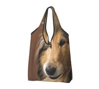 BYwenhopnbs Bolso plegable con estampado de perros Collie Lassie, grandes y esponjosos, ideal para compras y viajes.