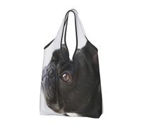 BYwenhopnbs Bolso plegable Sweet Pet Cute Black French Bulldog Puppy, impermeable y reutilizable para compras y viajes.