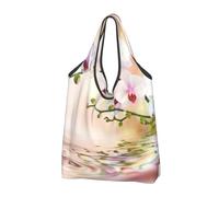 BYwenhopnbs Bolso plegable White Orchid In The Pond, impermeable y reutilizable para compras y viajes.