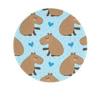 BYwenhopnbs Bonita Alfombrilla de ratón Redonda con diseño de Capibara y Bordes cosidos de 20 x 20 cm