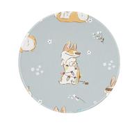 BYwenhopnbs Bonita Alfombrilla de ratón Redonda con diseño de Corgi y Bordes cosidos de 20 x 20 cm