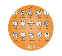 BYwenhopnbs Bonita Alfombrilla de ratón Redonda con diseño de Dientes de Dibujos Animados, Borde Cosido, 8 x 8 Pulgadas