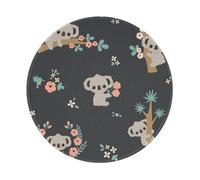 BYwenhopnbs Bonita Alfombrilla de ratón Redonda con diseño de Koala en 3D, con Borde Cosido, 20 x 20 cm