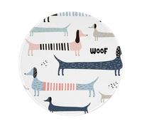 BYwenhopnbs Bonita Alfombrilla de ratón Redonda con diseño de Perro Salchicha Azul Marino, Borde Cosido, 20 x 20 cm