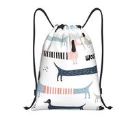 BYwenhopnbs Bonita mochila ligera con cordón y estampado de perro salchicha azul marino para gimnasio, ideal para hombres y mujeres.