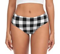 BYwenhopnbs Calzoncillos de apoyo a cuadros negros gruesos para comida y bebida, ropa interior cómoda y suave para mujer, multicolor, S