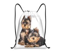 BYwenhopnbs Dos cachorros de Yorkshire Terrier, bolsa con cordón, mochila ligera para gimnasio para hombres y mujeres.