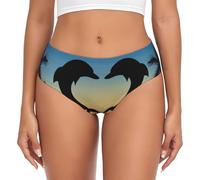 BYwenhopnbs Dos Delfines Saltando en Forma de corazón, Calzoncillos de Soporte para Mujer, Bolsa, Ropa Interior cómoda y Suave para Mujer