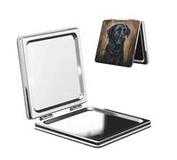 BYwenhopnbs Espejo de Bolsillo pequeño y Compacto de Viaje para Labrador Negro, Espejo de Mano Plegable de Piel sintética.