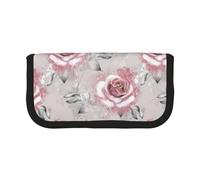 BYwenhopnbs Estuche de Gran Capacidad con diseño de Flores Rosas, Acuarela, Floral, Rosa y Hojas Grises, Organizador de bolígrafos, Bolsa de Lona para niñas.