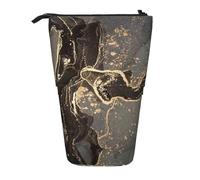 BYwenhopnbs Estuche de lápices de mármol Negro Dorado de Lujo, Estuche telescópico para lápices.