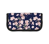 BYwenhopnbs Estuche de Lona con diseño de Flores de Cerezo y Sakura, Color Azul Marino, de Gran Capacidad, Organizador para lápices y lápices, para niñas.