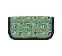 BYwenhopnbs Estuche de Lona con diseño de Girasoles Schnauzer, Ideal para Primavera y Verano, con diseño Floral, de Gran Capacidad, Ideal para niñas.