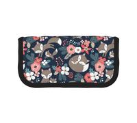 BYwenhopnbs Estuche de Lona con diseño de Zorro, Animal, Flor, monito e Hija, de Gran Capacidad, Organizador para lápices, para niñas.