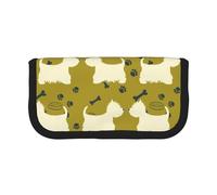 BYwenhopnbs Estuche de Lona con Silueta de Perro de Las Tierras Altas del Oeste, de Gran Capacidad, Organizador para lápices, Ideal para niñas.