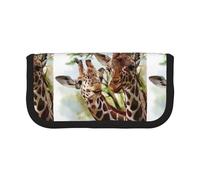 BYwenhopnbs Estuche de Lona de Gran Capacidad con diseño de Ciervo y Jirafa en Acuarela, Organizador para lápices y bolígrafos, Ideal para niñas.