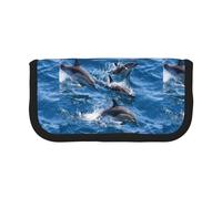 BYwenhopnbs Estuche de Lona de Gran Capacidad con diseño de Delfines en el mar para niñas.