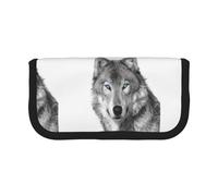 BYwenhopnbs Estuche de Lona de Gran Capacidad con diseño de Lobo de Ojos Azules para niñas.