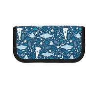 BYwenhopnbs Estuche de Lona de Gran Capacidad con diseño de tiburón Sonriente, Animales Marinos, Peces y Estrellas de mar, Ideal para niñas.