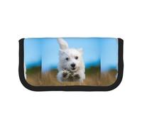 BYwenhopnbs Estuche de Lona de Gran Capacidad con diseño de un Adorable Cachorro de West Highland Terrier Corriendo, Organizador para lápices y bolígrafos, Ideal para niñas.