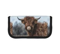 BYwenhopnbs Estuche de Lona de Gran Capacidad con diseño de Vaca de Las Tierras Altas y Fauna Escocesa, Organizador para lápices y bolígrafos, Ideal para niñas.