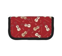 BYwenhopnbs Estuche de Lona de Gran Capacidad con diseño de violín y Notas Rojas para niñas.