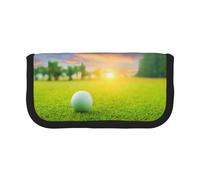 BYwenhopnbs Estuche de Lona de Gran Capacidad con Estampado de Pelota de Golf Verde y Atardecer, Organizador para lápices, para niñas.