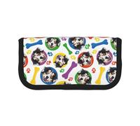 BYwenhopnbs Estuche para lápices de Gran Capacidad, diseño de Pastor Australiano, Colorido y Divertido, Organizador de Lona para niñas.