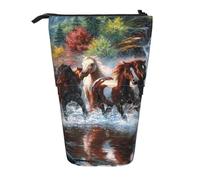 BYwenhopnbs Estuche para lápices de pie con diseño de Caballos de los Indios nativos Americanos, Estuche telescópico para lápices