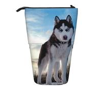 BYwenhopnbs Estuche para lápices de pie con diseño de Husky Siberiano, Bolsa telescópica para lápices