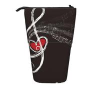 BYwenhopnbs Estuche para lápices de pie con diseño de Notas Musicales de Amor, Estuche telescópico para lápices