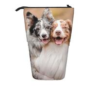 BYwenhopnbs Estuche para lápices de pie con diseño de Pareja de pastores australianos, Estuche telescópico para lápices.