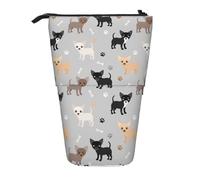 BYwenhopnbs Estuche para lápices de pie con diseño de Patas y Huesos de Chihuahua, Bolsa telescópica para lápices