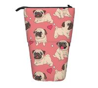 BYwenhopnbs Estuche para lápices de pie con Forma de corazón de Perro Pug para San Valentín, Estuche telescópico para lápices