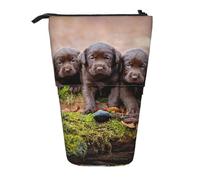 BYwenhopnbs Estuche para lápices de pie con Forma de Familia de Cachorros pequeños Marrones de Labrador Puppies, Estuche telescópico para lápices